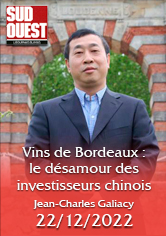 SUD-OUEST – Vins de Bordeaux : le désamour des investisseurs chinois – Jean-Charles GALIACY